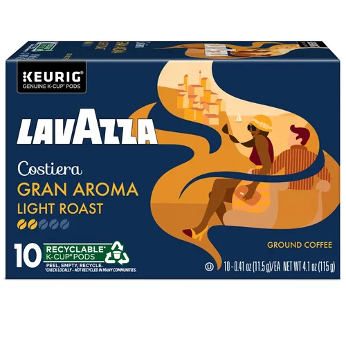 Vista 9 de Lavazza Costiera Gran Aroma, Cápsulas Keurig K-Cup de una sola porción, café tostado ligero, caja de 60 unidades (6 paquetes de 10)