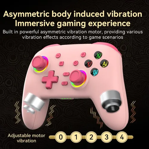 Vista 3 de RALAN Pink Wireless Pro Controller Compatible with Nintendo SwitchOLEDLite, with LED Color Light, Programmable Function, Wake-Up, Gyro Axis, Turbo