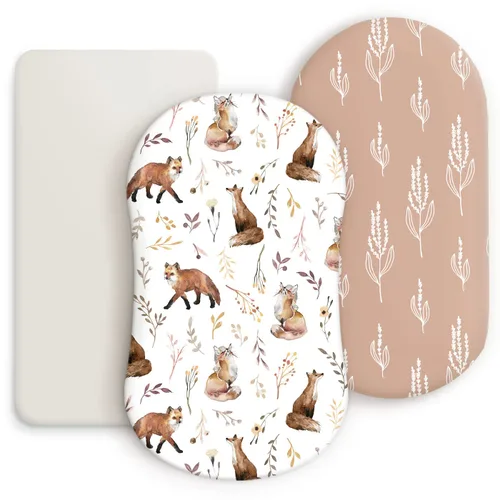Vista 23 de Juego de sábanas bajeras elásticas ultra suaves 3 unidades, ajuste universal para moisés, cuna, cesta de moisés, colchón ovalado y rectangular