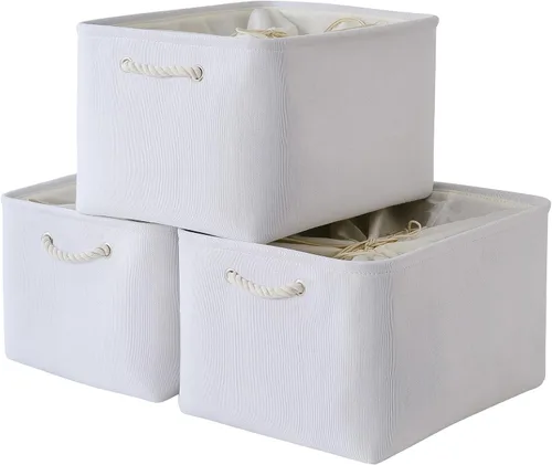 Vista 82 de TheWarmHome Contenedores de almacenamiento para estantes, tamaño mediano, 3 unidades, 13.8 pulgadas de largo x 9.8 pulgadas de ancho x 6.7 pulgadas