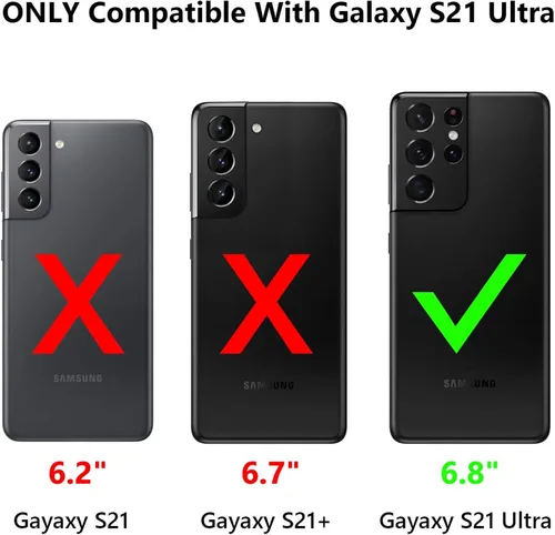 Vista 7 de Vofolen Funda tipo cartera para Galaxy S21 Ultra con 4 tarjetas, tarjetero con ranura para tarjeta de crédito, bolsillo trasero, doble capa, Negro