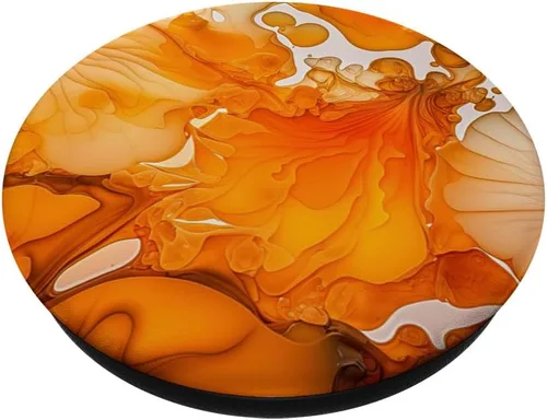 Vista 2 de Tinta Naranja Abstracto Ilustración Teléfono Popper Mármolado PopSockets Estándar PopGrip