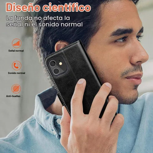 Vista 7 de OCASE Compatible con iPhone 12 Case/Compatible con iPhone 12 Pro Wallet Case, funda tipo cartera de piel sintética con tapa y tarjeteros con bloqueo