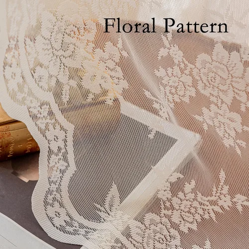 Vista 5 de MEETSKY Cortinas de encaje blanco de 84 pulgadas de largo, cortinas