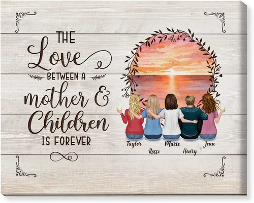 Vista 14 de Gossby Lienzo personalizado envuelto para mamá – El amor entre madre e hija es para siempre – Regalo personalizado con nombres de avatares – Regalo