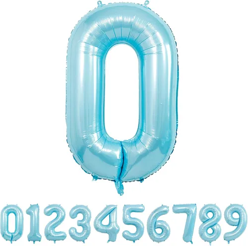 Vista 22 de Globo azul con el número 0, 40 pulgadas, Mylar premium, reutilizable, para decoración de fiesta de cumpleaños