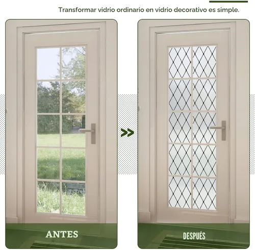 Vista 7 de VELIMAX Película de vinilo de vidrio decorativo para ventana, diseño de celosía negra esmerilada, película de vinilo de vidrio extraíble