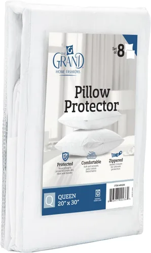 Vista 11 de Set de 2 Protectores de almohada con cierre hechos de poliéster y algodón.