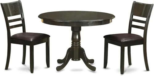 Vista 9 de East West Furniture HLLY5-CAP-W Juego de comedor de 5 piezas incluye una mesa de comedor redonda con pedestal y 4 sillas de cocina, 42 x 42