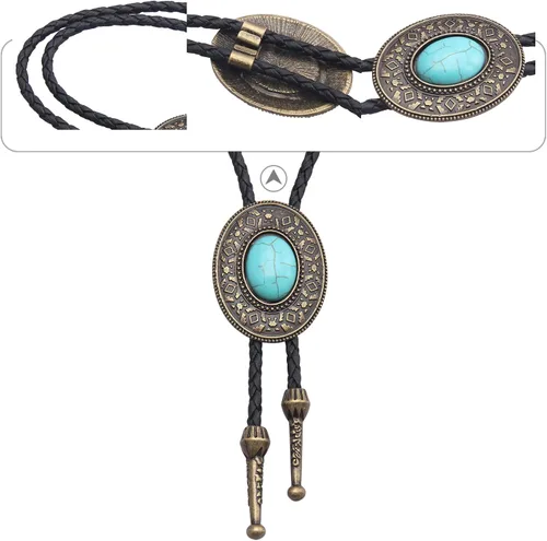 Vista 95 de Jeilwiy Corbata de bolo para hombre, corbata de vaquero occidental, collar de corbata de bolo dorado, corbata de cuero, corbata de Halloween