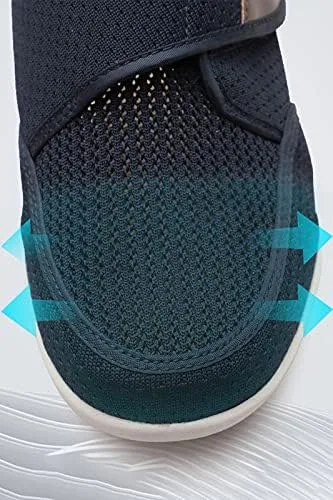 Vista 5 de Yibobay Zapatos para diabéticos de ancho ancho ancho para hombre anciano, zapatos anchos para hombre, zapatos para caminar con cierre ajustable