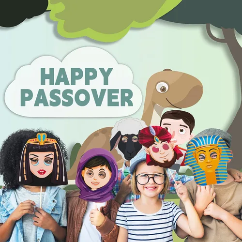 Vista 5 de Blueweenly 30 máscaras de personajes de Pascua, marionetas de palo de pesaj, máscaras de disfraz de Egipto, para festivales, juegos de rol, fiesta