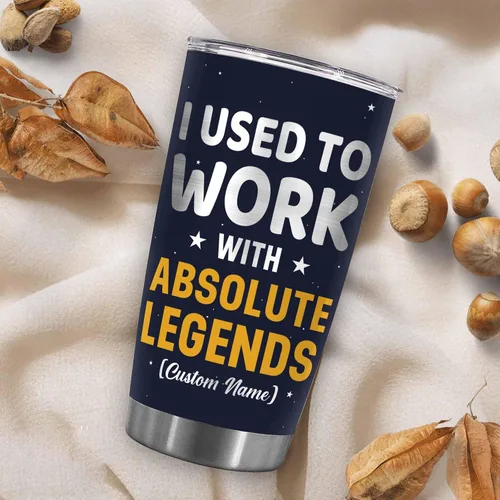 Vista 3 de WHIDOBE Vaso jubilado personalizado, con texto en inglés "I Used To Work With Absolute Legend, Goodbye Workplace Office Boss, Women Men, Going Away