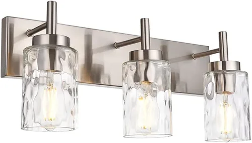 Vista 9 de BONLICHT 2 Apliques de Pared Estilo Casa de Campo Luces de Tocador Modernas Negras Accesorios de Iluminación para Baño con Pantalla de Vidrio Negro