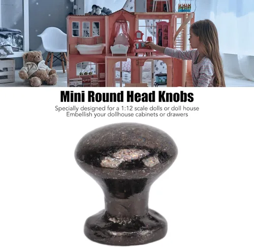 Vista 5 de Pomos para manija de puerta de casa de muñecas, 8 piezas a escala 1:12 a prueba de óxido, mango de metal para casa de muñecas, accesorios para casa