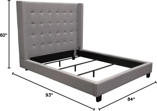 Vista 3 de Diamond Sofa Cama con alas copetudas en gris claro (Eastern King: 93 pulgadas de largo x 84 pulgadas de ancho x 60 pulgadas de alto)