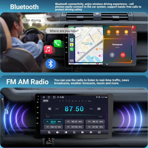 Vista 4 de Haudio Estéreo de auto de doble DIN de 9 pulgadas con Apple CarPlay/Android Auto, pantalla táctil HD con Octa-Core, Mirror Link, 4+64GB, BT 5.1