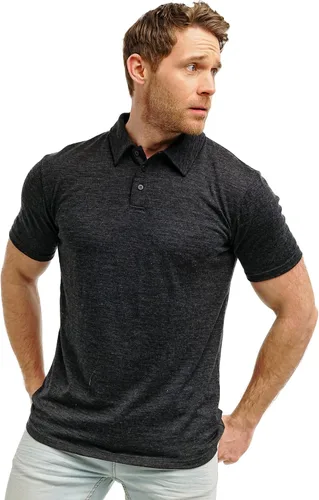Vista 26 de 100% Merino Wool Polo Shirt Men - Short & Long Sleeve Shirt Base Later Negro