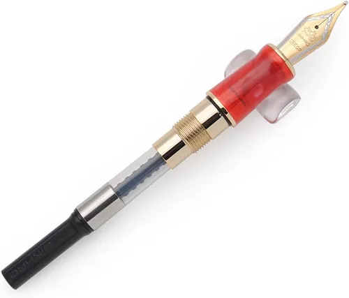 Vista 6 de JINHAO 100 - Pluma estilográfica con convertidor de tinta (punta media, 0.028 in, rojo cereza)