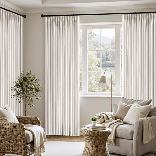 Vista 5 de MIULEE Juego de 4 paneles de cortinas plisadas de lino de 40 x 84 pulgadas Beige Blanco