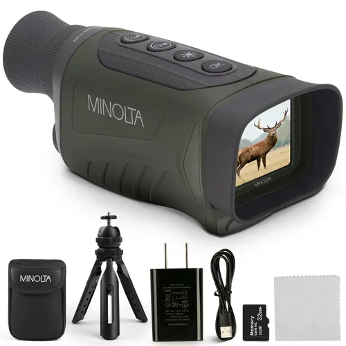 Vista 8 de Minolta Monocular de visión nocturna digital 6x25 con cámara de video HD 4K incorporada (negro)