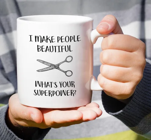 Vista 4 de Retreez Taza divertida – Taza de café de cerámica de 11 onzas con texto en inglés "I Make People Beautiful Hairstylist Hairdresser" de 11 onzas