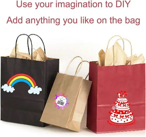 Vista 8 de AZOWA Bolsas de regalo de color azul claro, mini bolsas de papel kraft con asas para recuerdos de fiesta (4 x 2.4 x 6 pulgadas, azul, 12 unidades)