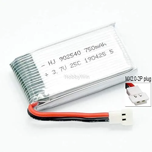 Vista 2 de Batería LiPO MX2.0-2P de 3,7 V 1S, 750 mAh, 25 C, enchufe para dron FPV modelo RC helicóptero de avión