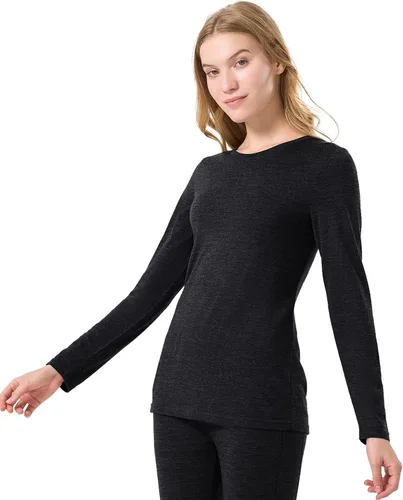 Vista 23 de 100% lana merino capa base mujer suave térmica manga larga camisa diaria Crema natural
