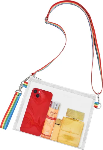 Vista 7 de Bagenius Clear Purse Stadium Approved, Crossbody Bag with Detachable Straps Negro