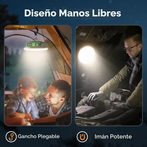 Vista 4 de Eventek Linterna de campamento de 12000 mAh, luces LED ultra brillantes con 4 modos y magnética, linterna recargable impermeable IPX5 para cortes