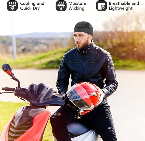 Vista 4 de Gorro de calavera para casco con forro de malla, para hombres y mujeres, se adapta debajo de los cascos