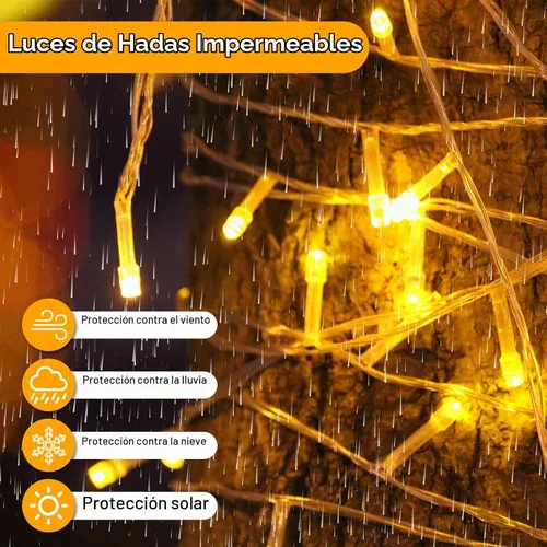 Vista 3 de Guirnalda de luces de Navidad de 70 pies con 200 luces LED enchufables, para interiores y exteriores, conectables, luces centelleantes de hadas
