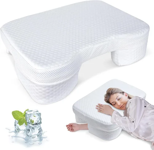 Vista 8 de Almohada para dormir de lado con orificios para los brazos, almohada de espuma viscoelástica para alivio del dolor cervical, cuello y hombros