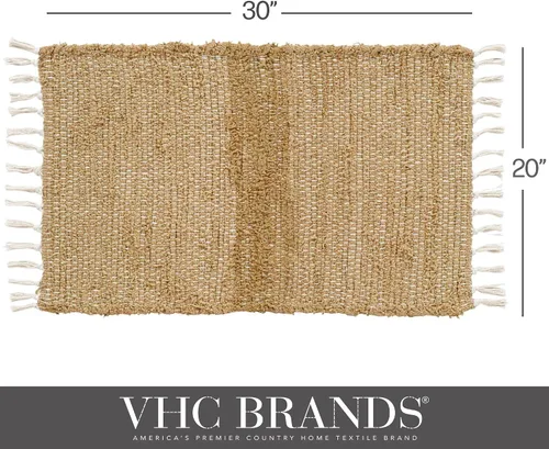 Vista 2 de VHC Brands Alfombra Chindi natural de arpillera, bronceado, 20x30