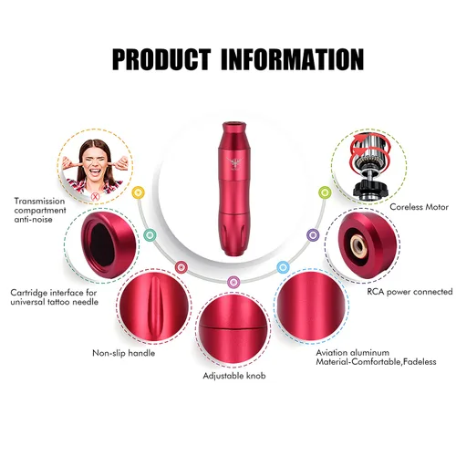 Vista 2 de TATELF Kit de bolígrafo rotativo para tatuaje, juego completo profesional de inicio de máquina con 40 agujas de cartucho, fuente de alimentación