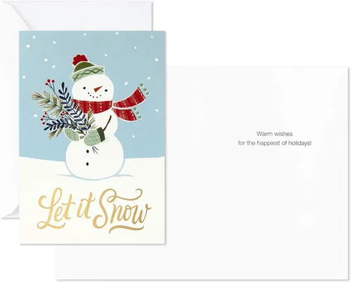 Vista 6 de Hallmark - Surtido de tarjetas de Navidad en caja, Que nieve (4 diseños, 12 tarjetas y sobres)