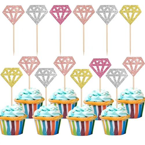 Vista 19 de 24 piezas de decoración para cupcakes con anillo de corazón, para despedida de soltera, bodas, compromisos, despedidas de soltera, suministros
