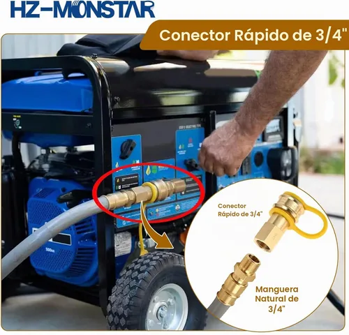 Vista 3 de Manguera de propano de 3/4 pulgadas, conexión rápida, conector rápido de gas natural hembra y macho de 3/4 pulgadas para generador de combustible