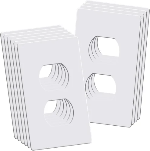 Vista 10 de Placas de pared decorativas sin tornillos, cubiertas de tomacorriente seguras para niños de 3 bandas, tamaño estándar 4.68" x 6.54", placa frontal