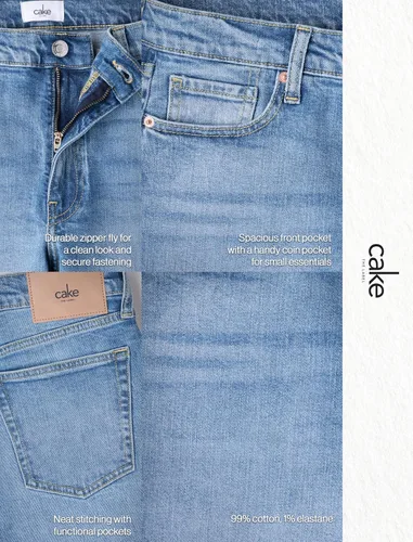 Vista 7 de Pantalones clásicos de mezclilla de tiro medio y corte recto para mujer