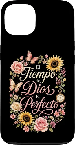 Vista 7 de Fe Cristiana El Tiempo De Dios ES Perfecto Floral Wreath Case for iPhone 16