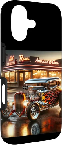 Vista 3 de Classic Hot Rod Retro Vintage Custom Hotrod Car Illustration Case for iPhone 17
