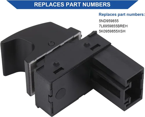 Vista 5 de Obaee Interruptor de control de ventana eléctrica para puerta, botón lateral del pasajero, compatible con VW Volkswagen Golf Caddy Rabbit EOS Jetta