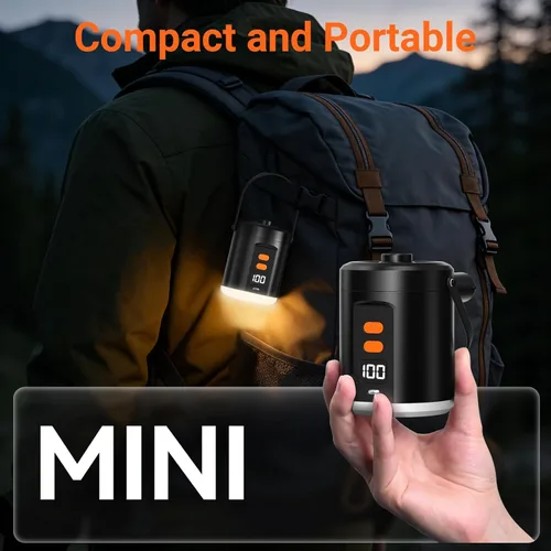 Vista 6 de Preciva Electric Air Pump for Inflatables - 18W Portable Air Pump with 3 Nozzles - 4kPa Inflator/Deflator Pumps - fit for Outdoor Camping, Air
