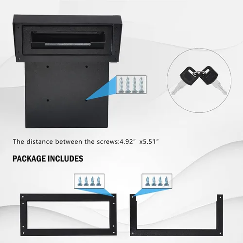 Vista 6 de xydled Buzón de correo resistente con cerradura de llave, 15''x12''x6'', buzón de metal con cerradura montado en la puerta, caja de depósito