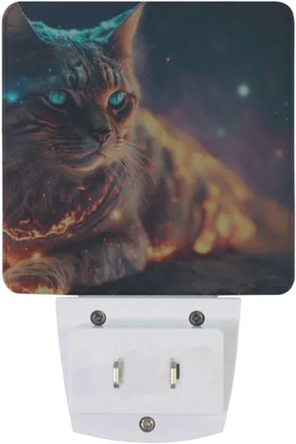 Vista 2 de Paquete de 2 luces de noche decorativas con sensor de atardecer a amanecer, lámpara de noche LED, enchufe de 3 × 4.5 × 1.4 pulgadas