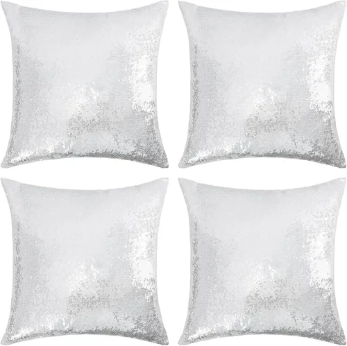 Vista 12 de SquarePie - Juego de 4 fundas de almohada de lentejuelas rojas, 18 x 18 Rojo