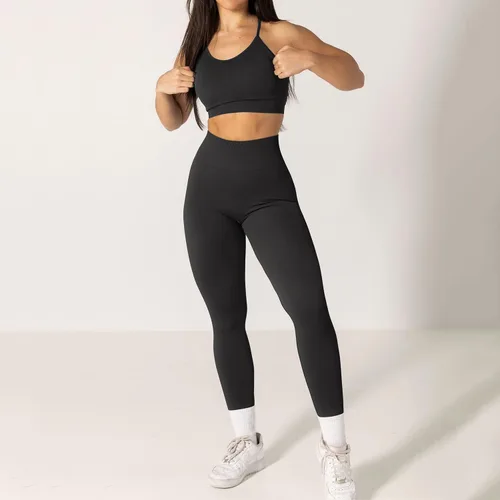 Vista 3 de RUUHEE Leggings de entrenamiento de contorno sin costuras para mujer, cintura alta, pantalones de yoga para gimnasio