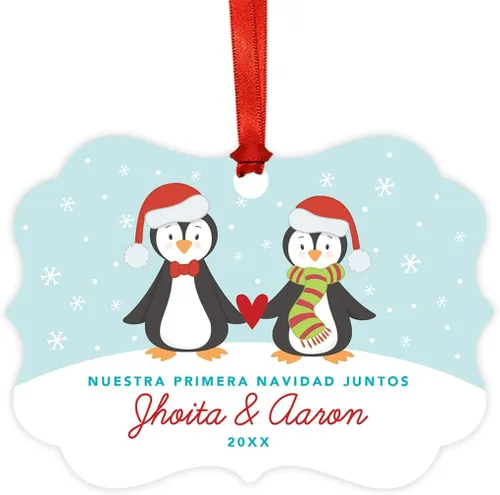 Vista 30 de Andaz Press Adorno de recuerdo de Navidad con marco de fantasía de familia española, Nuestra Primera Navidad Como UNA Familia De Tres 2024, Familia
